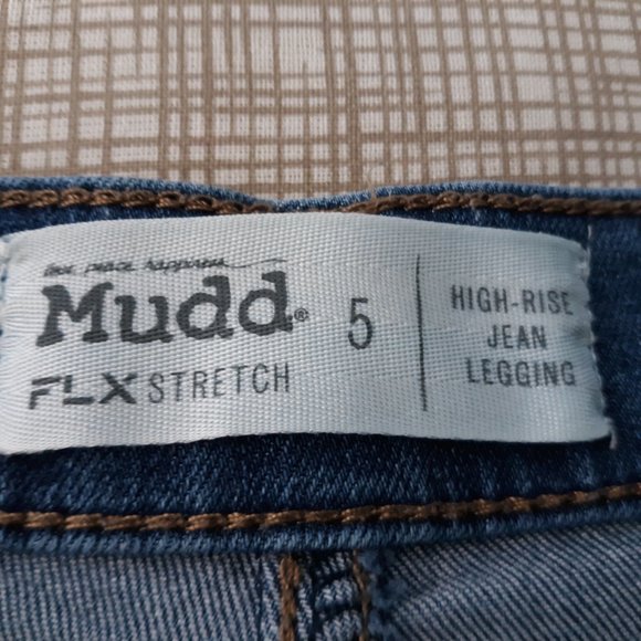 MUDD Jeans Juniors Size 5 FLX Stretch High Rise Jean Legging Distressed Denim - Picture 5 of 10